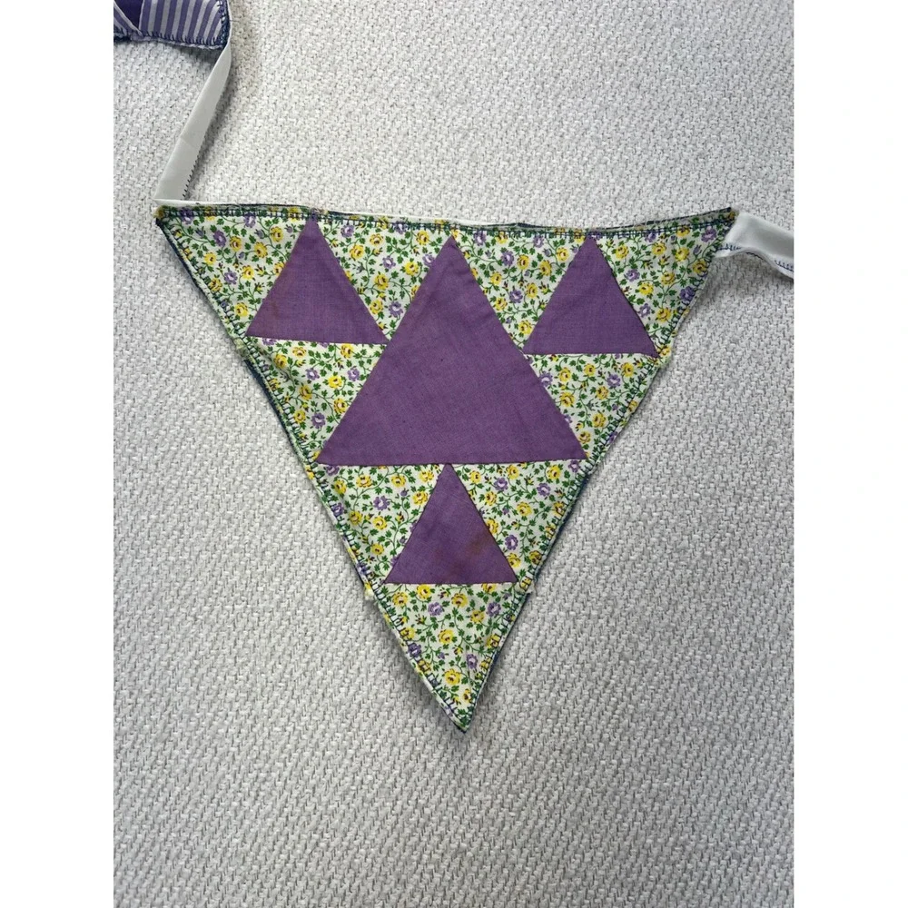Handmade Upcycled‎ VTG Quilt Patchwork Bunting Pennant Garland Banner 43